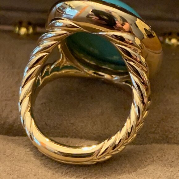 David YurmAlbion® Oval Ring in 18K Yellow Gold with Turquoise and Diamonds - Picture 7 of 11